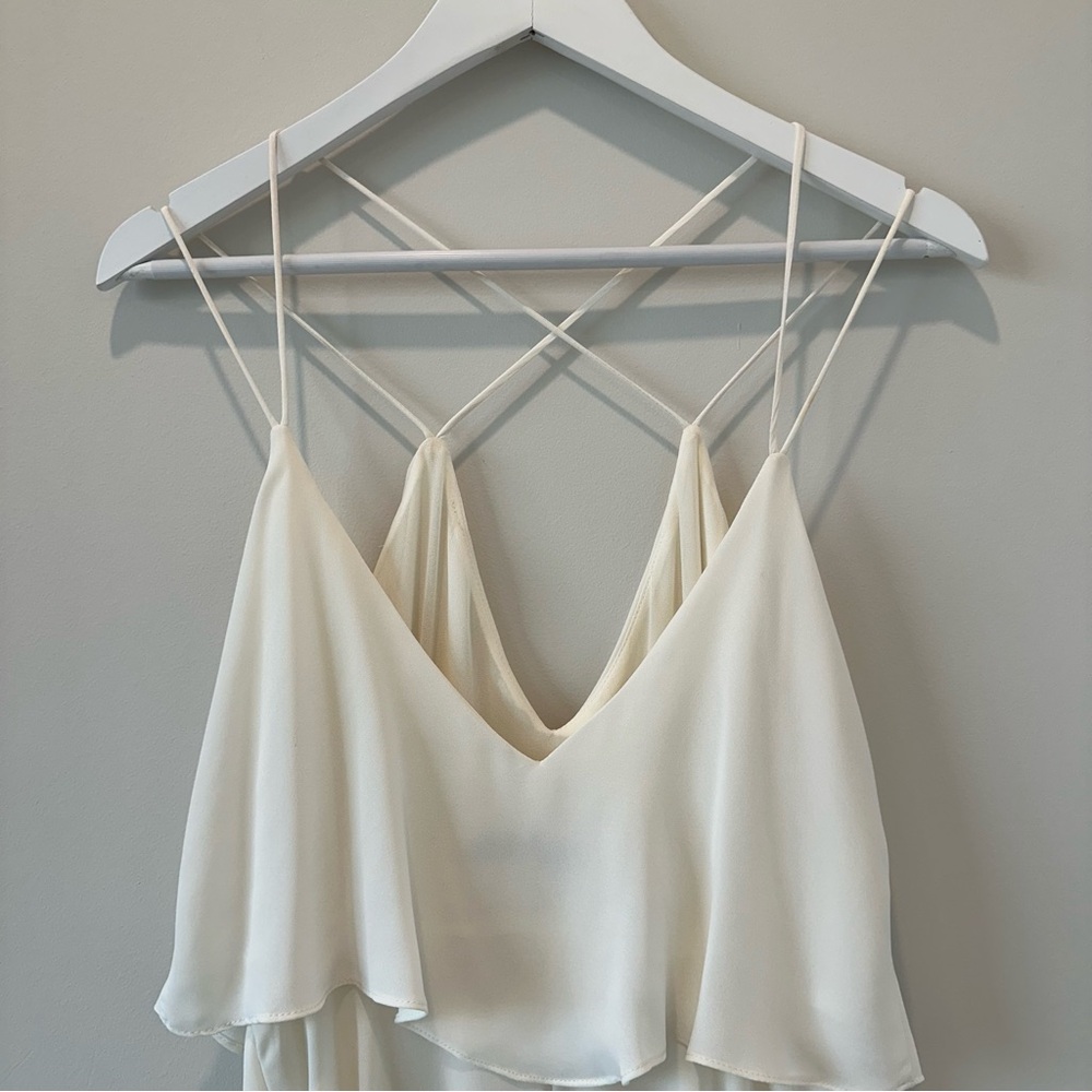 Zara White Criss Cross Spaghetti Strap Maxi Dress Maternity Bridal Shower Bride - Picture 6 of 10